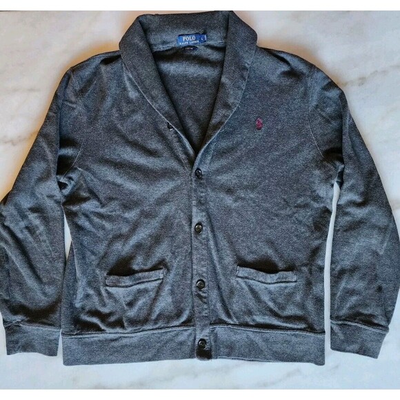 Polo Ralph Lauren Other - Polo Ralph Lauren Cardigan Sweater Men's Large Gray Knit Collared Button Up